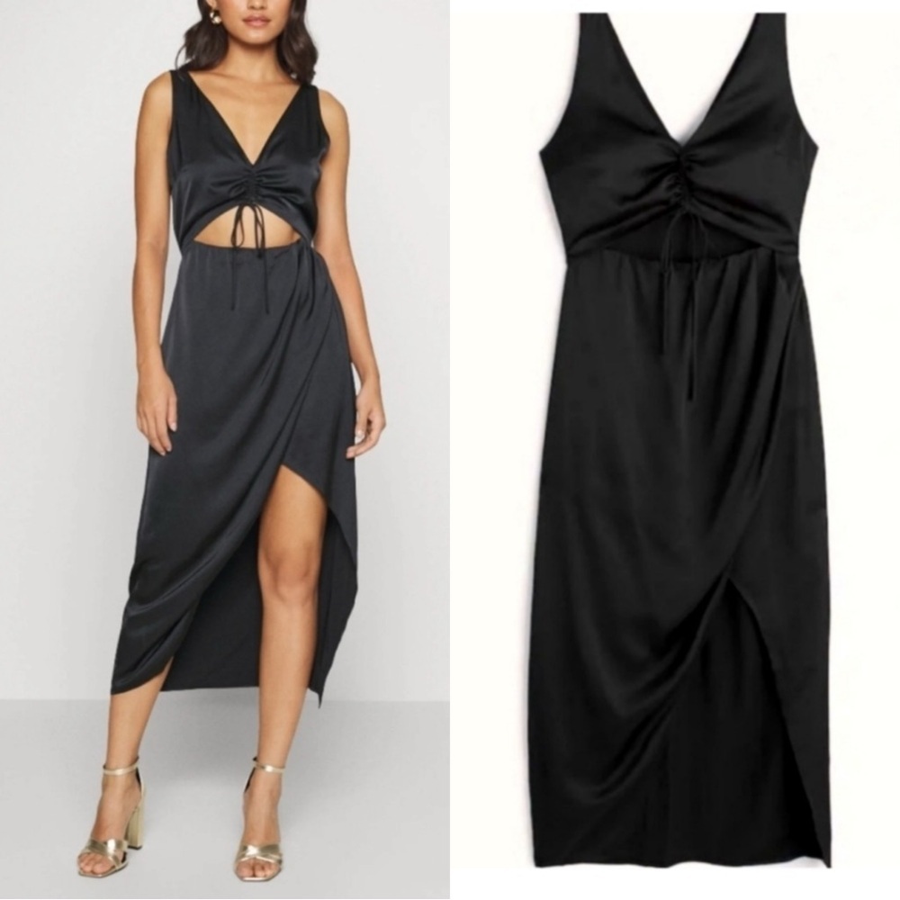 Abercrombie & Fitch Black Midi Cutout Dress